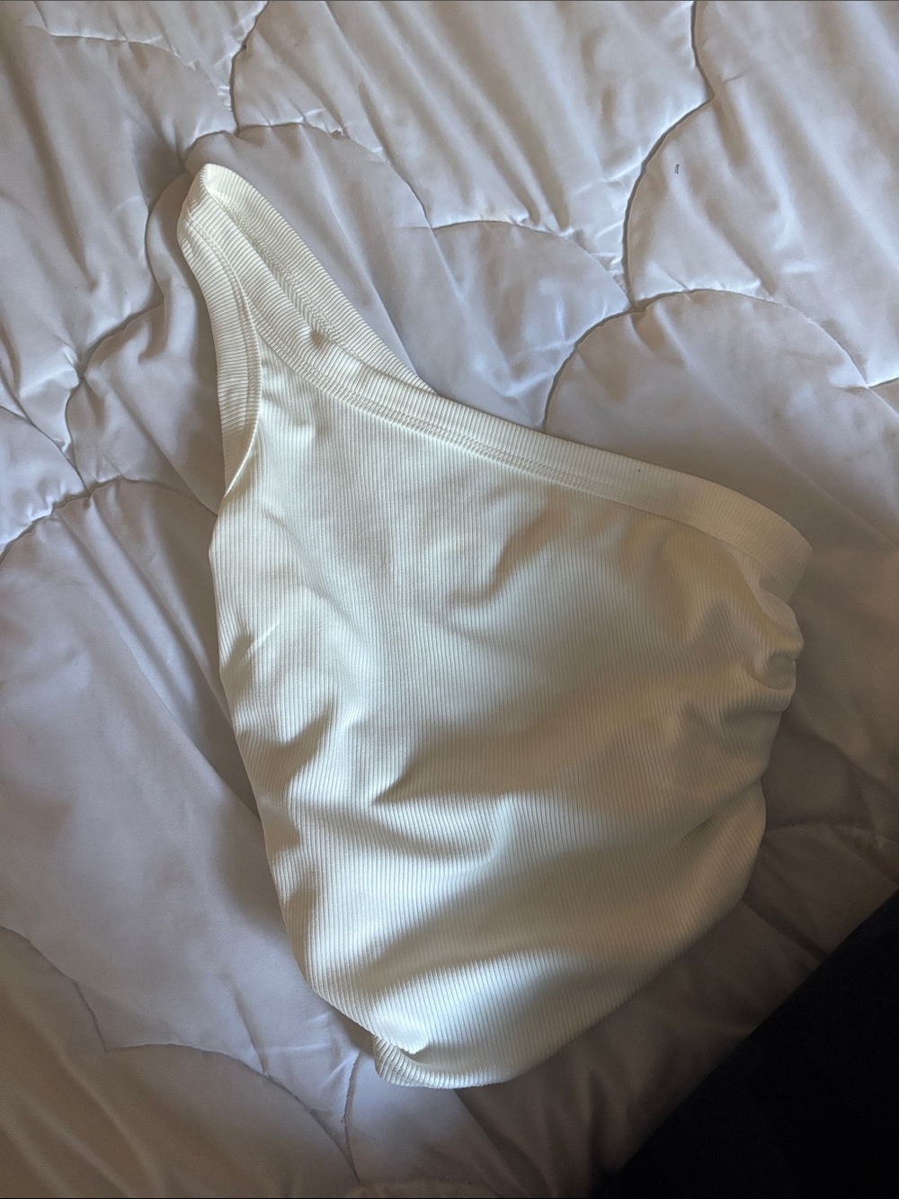 SHEIN One-Shoulder Ribbed Tank Top in White